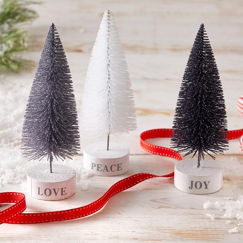 Face To Face Holiday Bottle Brush Tree Set - Tree Tops Glisten