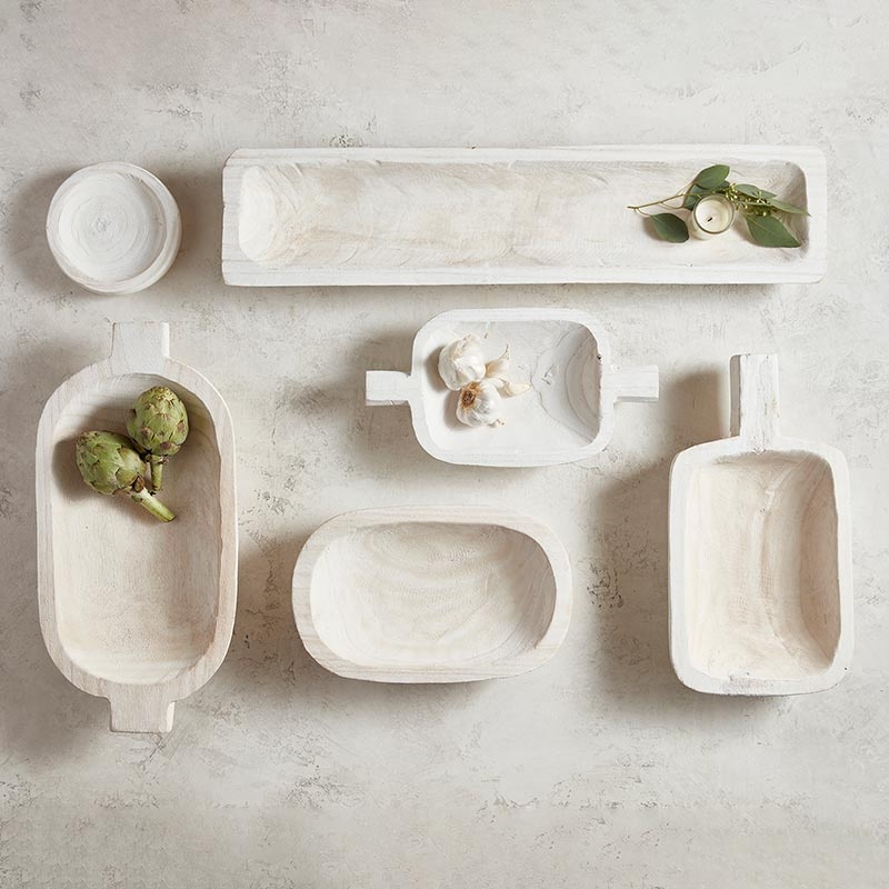Paulownia Wood Platter - White