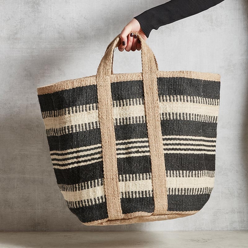 Basket Bag - Black With Ivory
