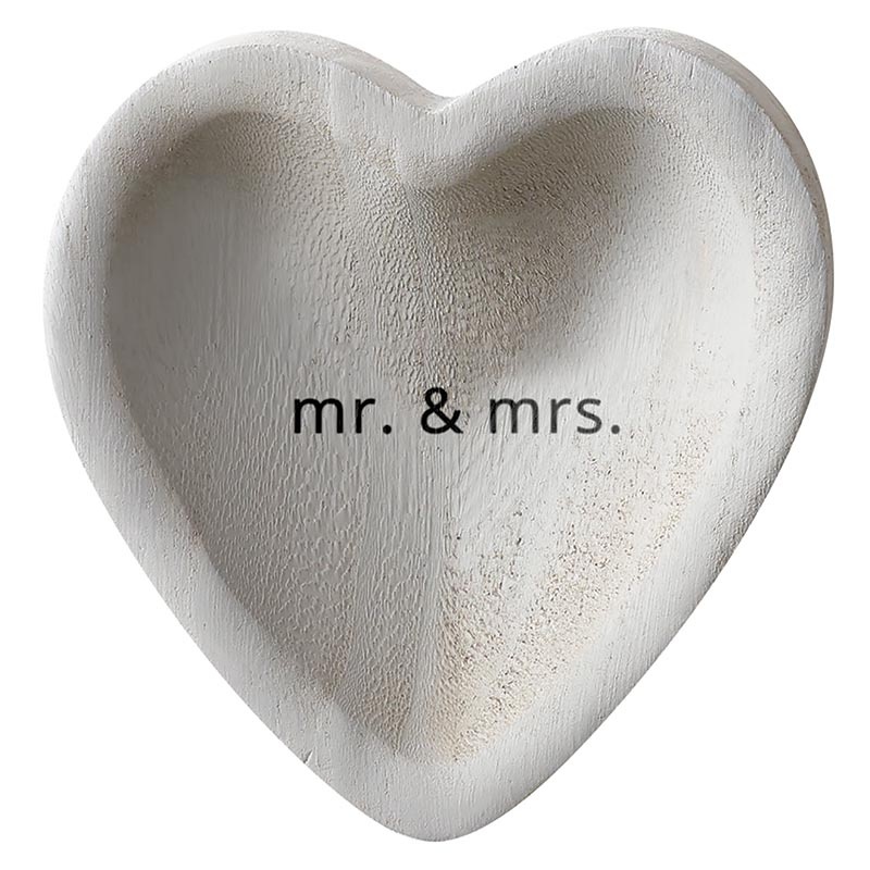 Grey Paulownia Heart Trinket Tray - Mr. & Mrs