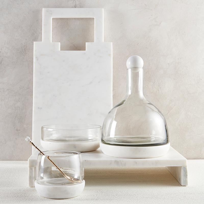 White Marble And Glass Wine Carafe