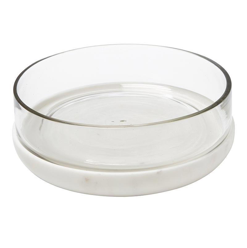 White Marble & Glass Bowl