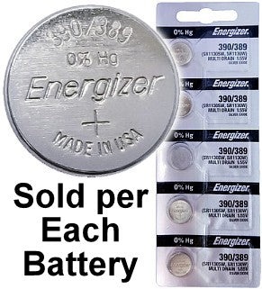 Energizer Batteries 390/389 (189, Sr1130sw, Sr1130w) Silver Oxide Watch Battery. On Tear Strip
