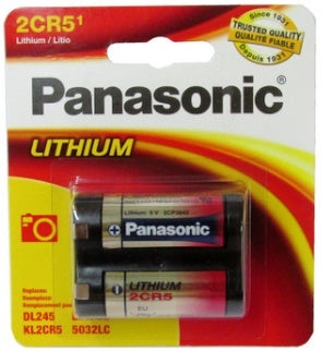 Panasonic 2Cr5 Lithium 6 Volt Photo Power Battery Carded, 8-2030