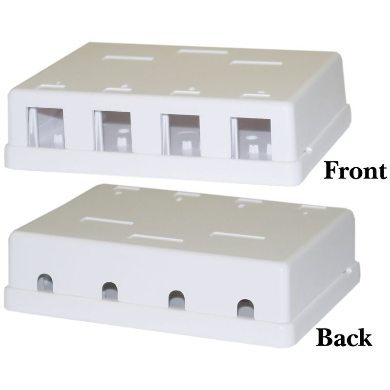 4 Port, White Keystone Surface Mount Box