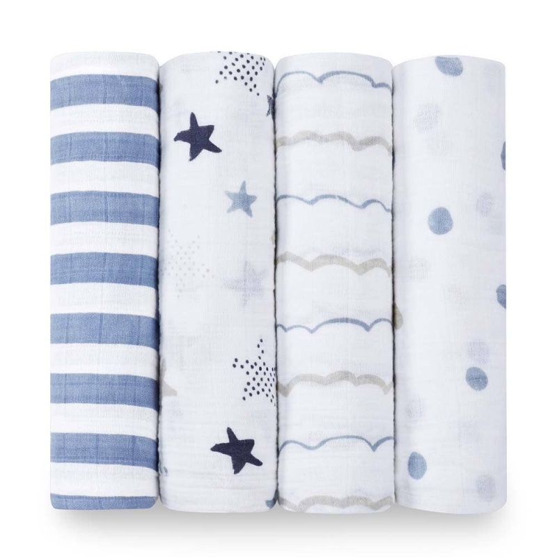 Boutique 100% Cotton Muslin Swaddle Blanket 4 Pack