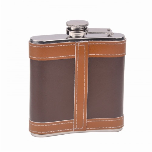 6Oz Leather Wrapped Hip Flask