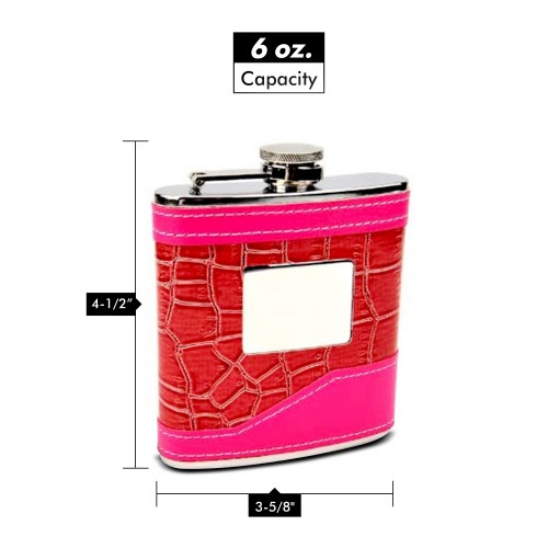 2-Tone Pink Hip Flask With Engraving
