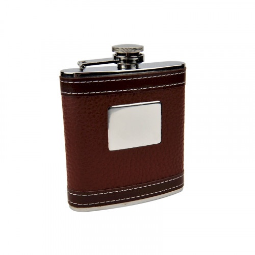 Personalized Faux Leather Hip Flask With Engraving