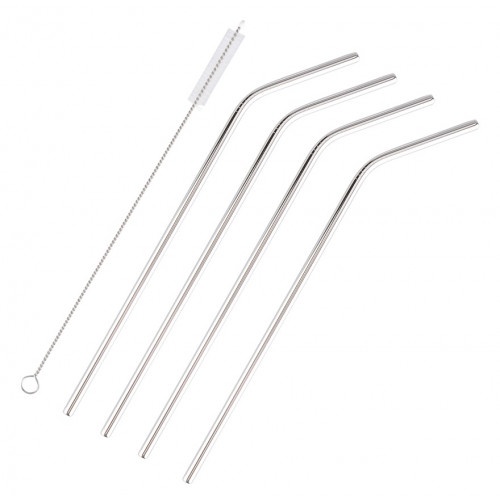 Stainless Steel Straws W/ Cleaning Brush, Universal Fit 16-50Oz Tumblers & Cups, 4Pk