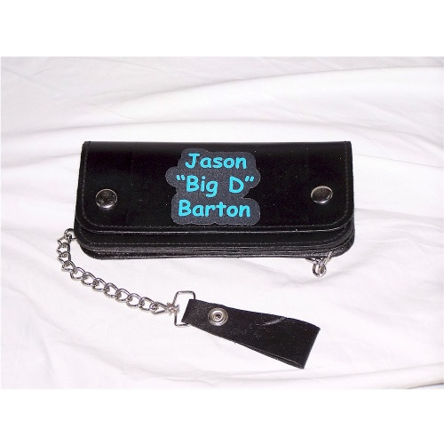 8 Inch Custom Print Personalized Leather Biker Wallet With Chain