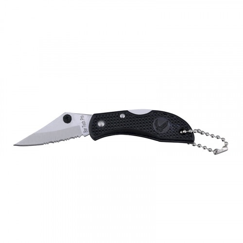 Keychain Knife - Surgical Stainless Steel Half-Serrated 1 7/8" Blade For Cutting Cord Or Twine - Light Plastic Handle - 2 1/2" Folded, 4 1/4" Open
