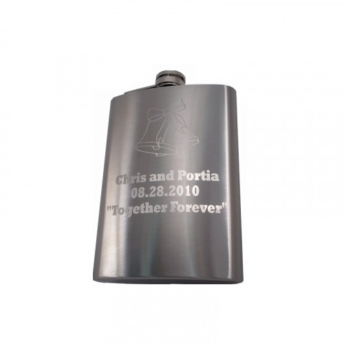 Custom Engraved Hip Flask Holding 8 Oz - Metallic Grey, Stainless Steel, Leakproof, Rustproof Finish
