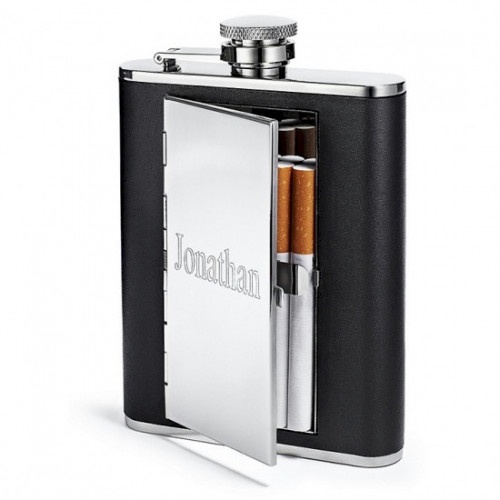 6Oz Cigarette Case Hip Flask, Personalized