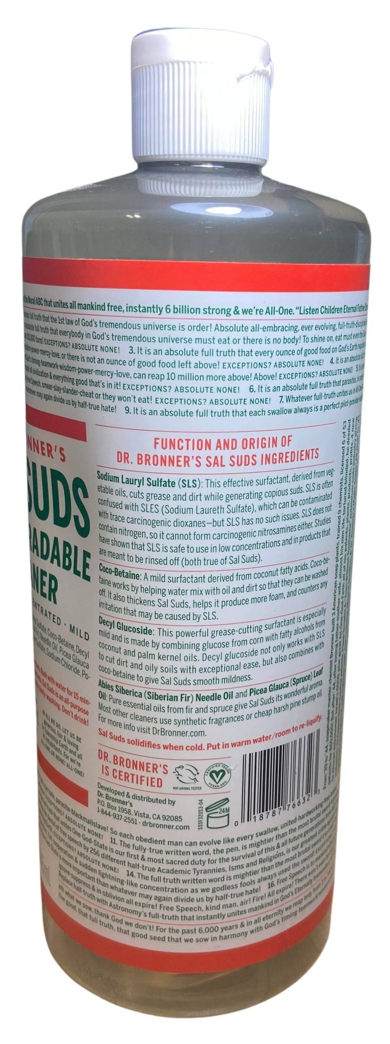 Biodegradable Cleaner, Concentrated, Sal Suds - 32 Oz