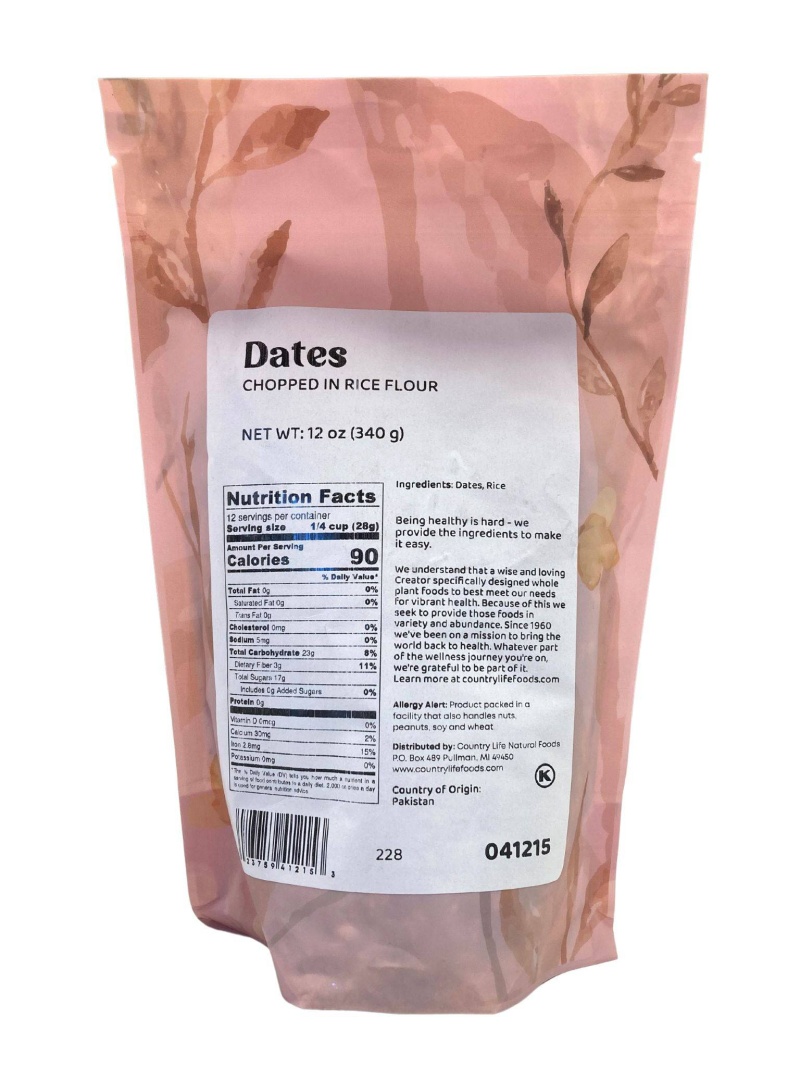 Dates, Chopped, Rice Flour