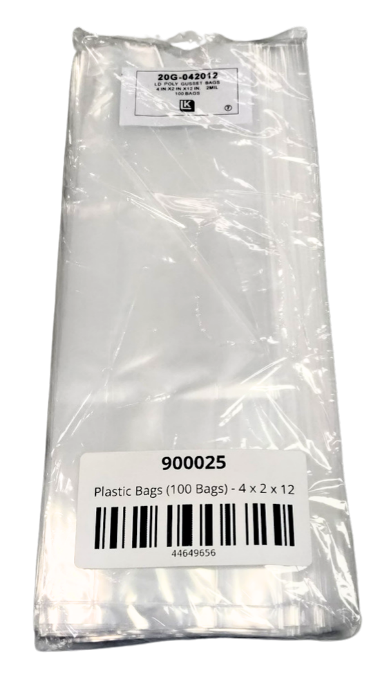 Bags, Polyethylene, 100 Bags 4 X 2 X 12 (2 Mil)