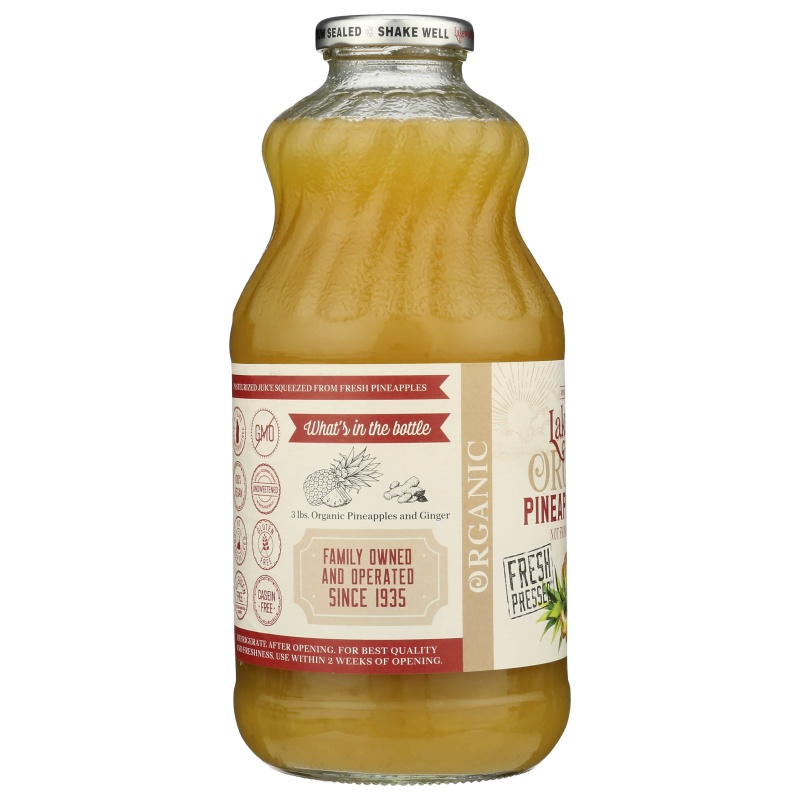 Juice Blend, Pineapple & Ginger, Organic, Lakewood - 32 Oz