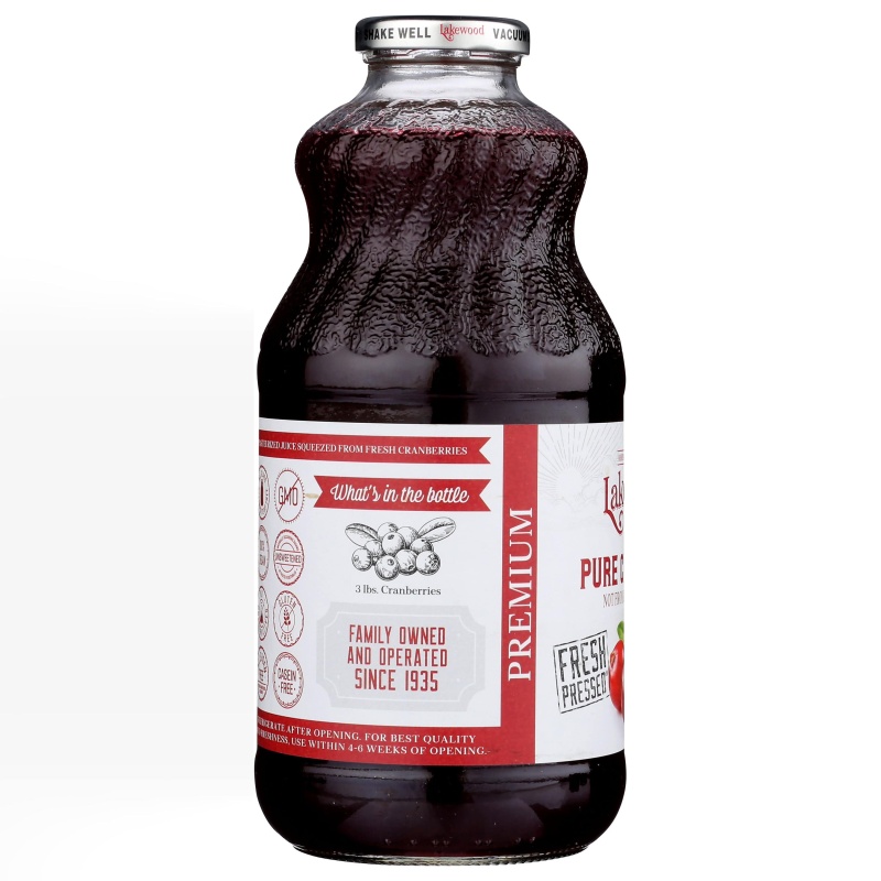 Cranberry Juice, Pure (Lakewood) - 32 Oz