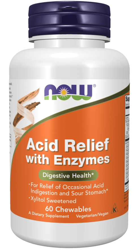 Acid Relief with Enzymes - 60 Chewables for Digestive Health
