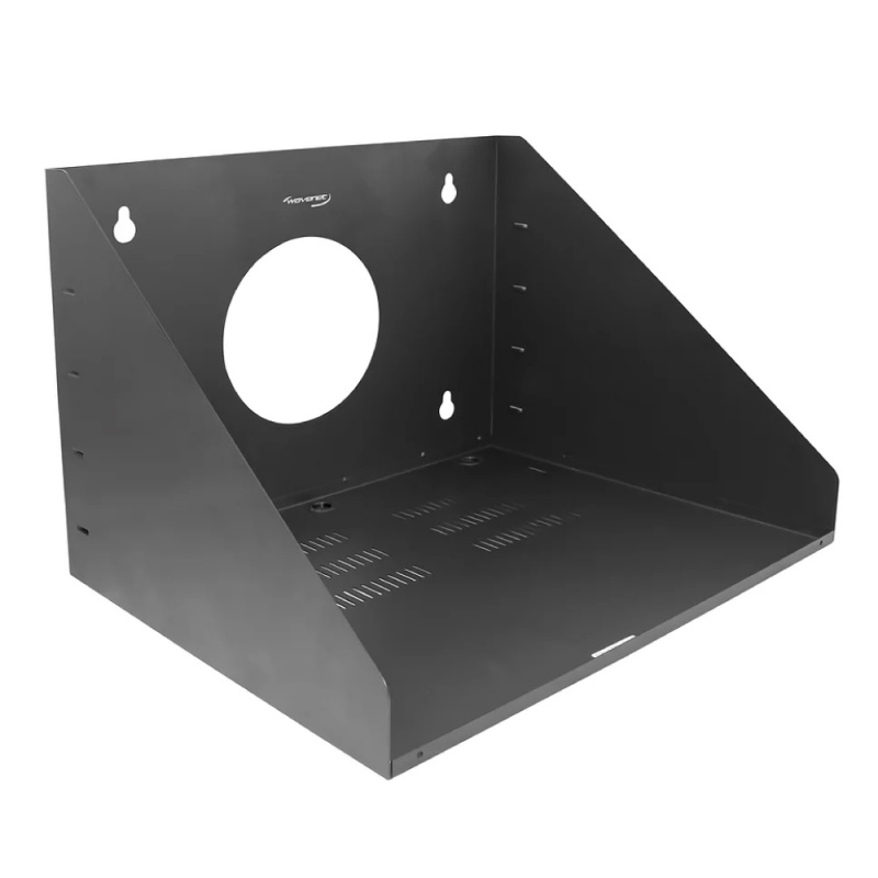Wavenet – Wall Mount Shelf - Industrial Grade Server Room Vented Equipment Shelf, Weight Capacity 140Lbs, 22-Inch Wide, 18-Inch Deep, Steel – Black