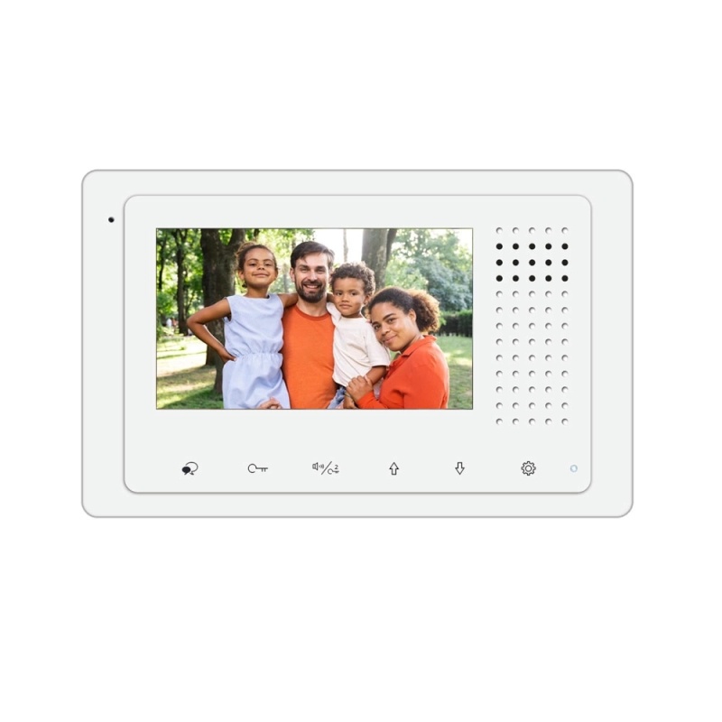 Hands-Free Monitor Station – Dt-433 For 2-Wire Video Intercom Systems With 4.3-Inch Color Screen, 6 Touch Buttons, In White Housing