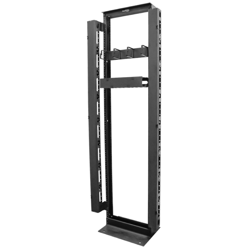Wavenet – 74” High Single‐Sided Vertical Cable Manager With Hinged Cover For 45U Or Larger 2‐Post And 4‐Post Racks, Metal – Black