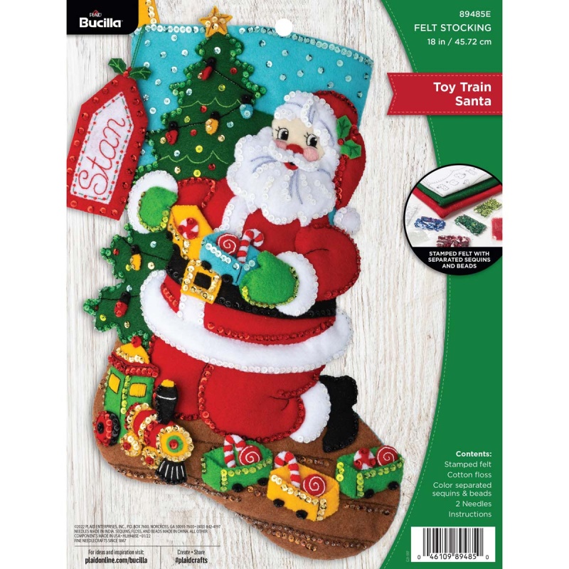 Bucilla Seasonal - Felt - Stocking Kits - Toy Train Santa