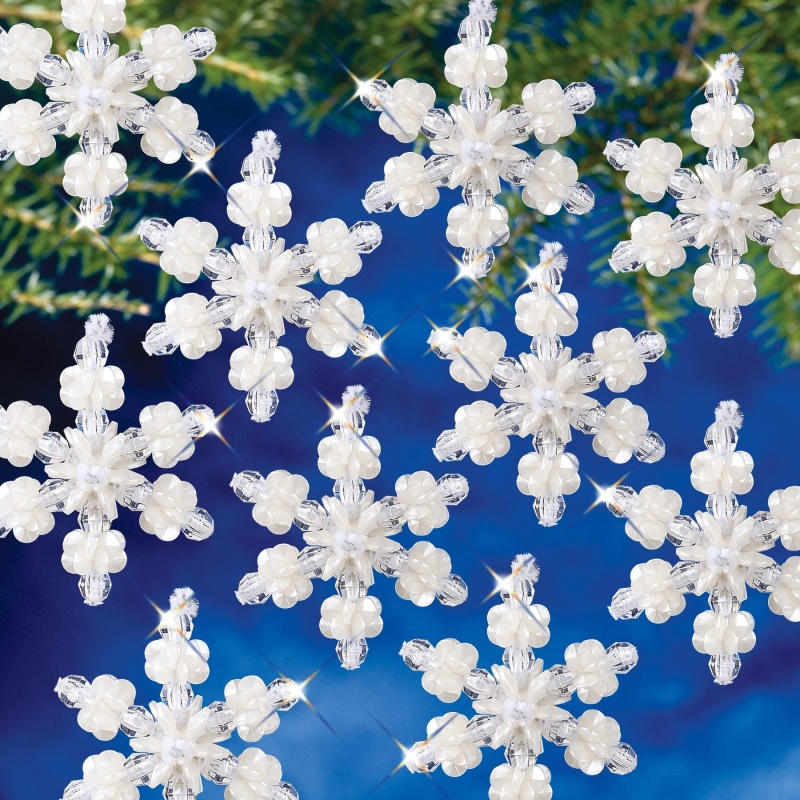 Beadery Holiday Ornament Kit Mini Pearl Snowflake