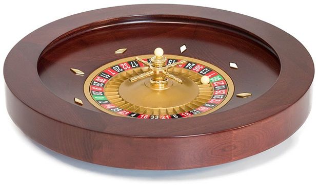Roulette Wheel 20 Inch Satin Mahogany With Gold Finish Turret