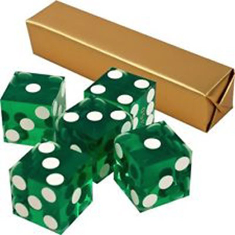 New Casino Dice Serialized 3/4 Inch - Set Of 5 Green
