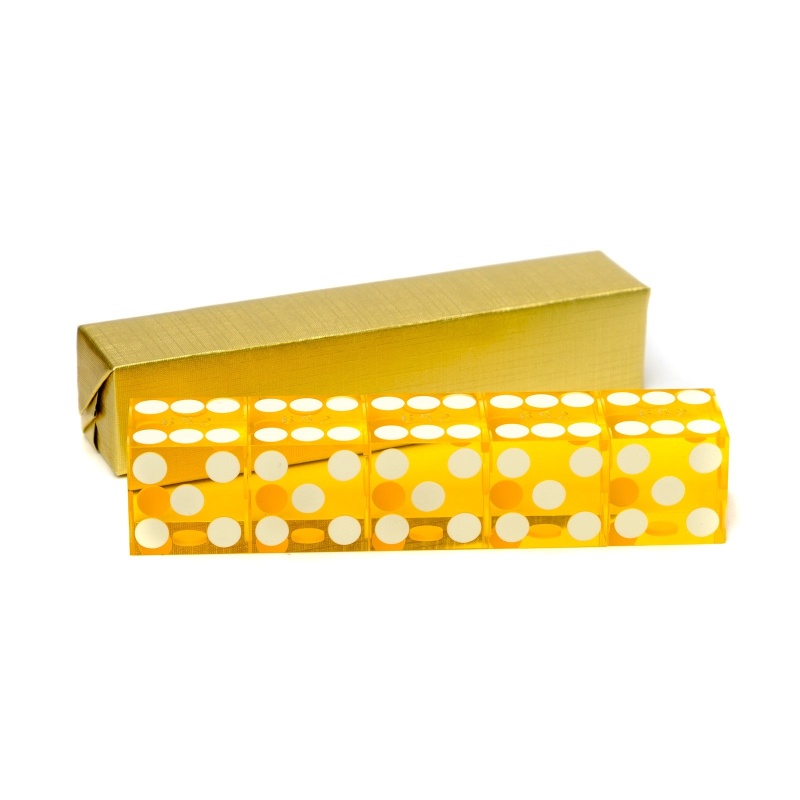 New Casino Dice Serialized 3/4 Inch - Set Of 5 Yellow