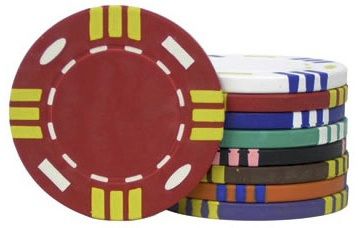 12 Gram Triple Striped (Tri Color) Poker Chips (25/Pkg) Brown