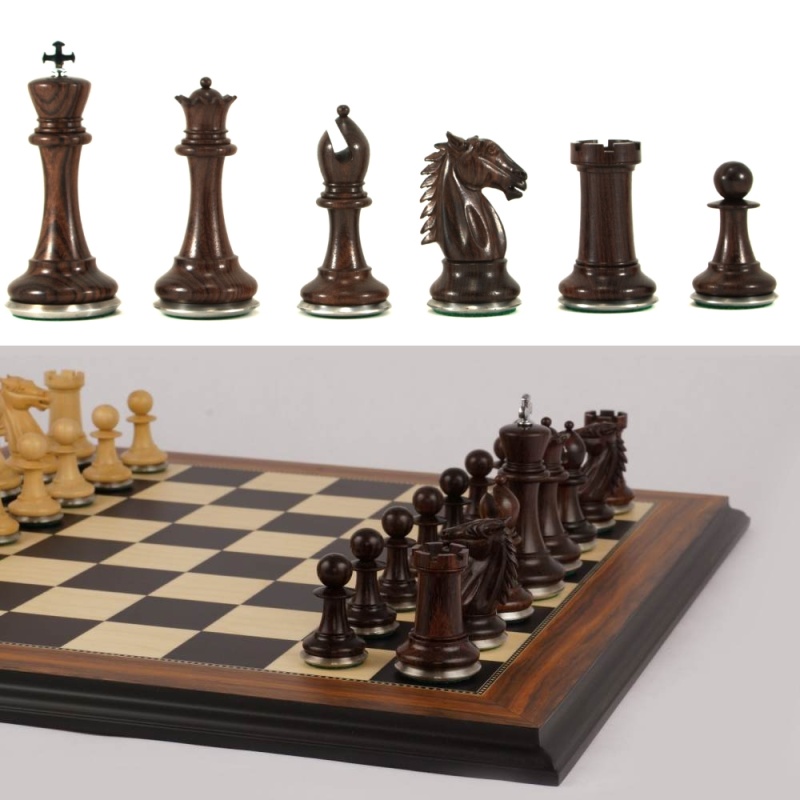 23" Mow Rosewood Conqueror Staunton Presidential Chess Set With Steel Bases
