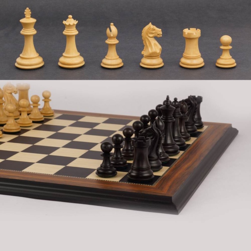 18" Mow Ebony Imperator Presidential Staunton Chess Set