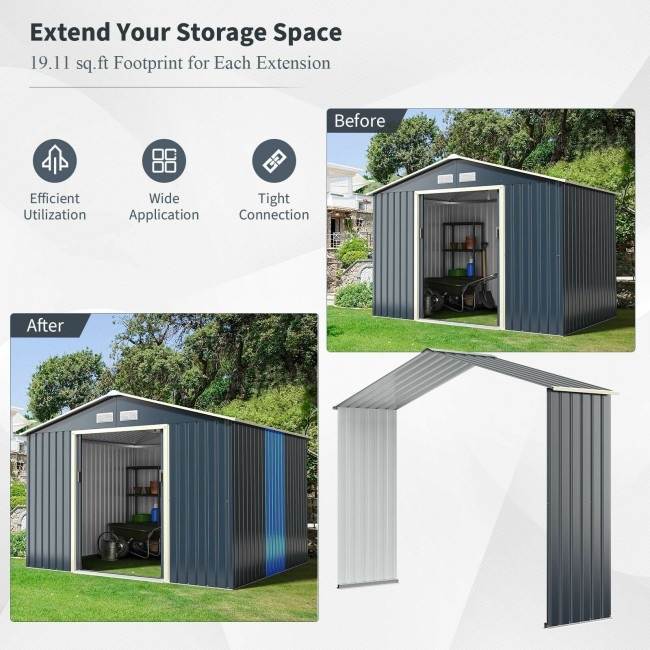 Outdoor Storage Shed Extension Kit For 9.1 Feet Shed