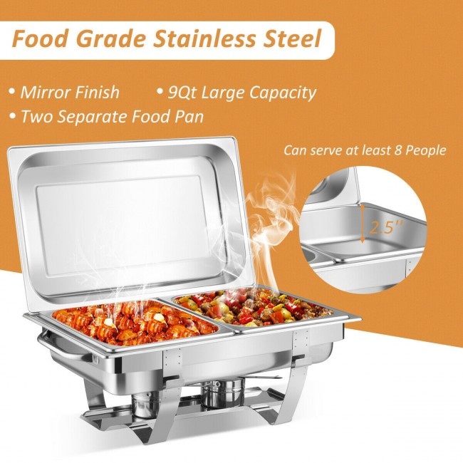 2 Packs Stainless Steel Full Size Chafing Dish