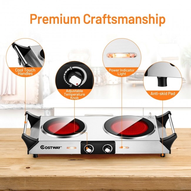 Ceramic Infrared Stove With Temperature Control And Insulated Handles