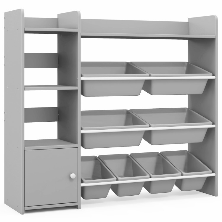 4-Tier Kids Bookshelf And Toy Storage Rack With 8 Toy Organizer Bins