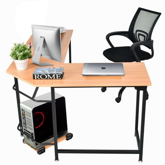 Home Office L-Shaped Corner Study Computer Desk Color: Black