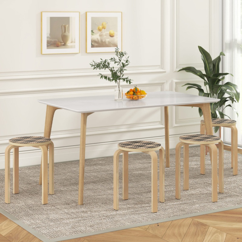 Set of 4 18 Inch Stackable Bentwood Dining Chairs