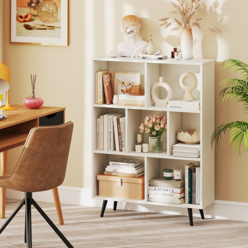 Costway 7-Cube Bookcase with 5 Tapered Metal Legs