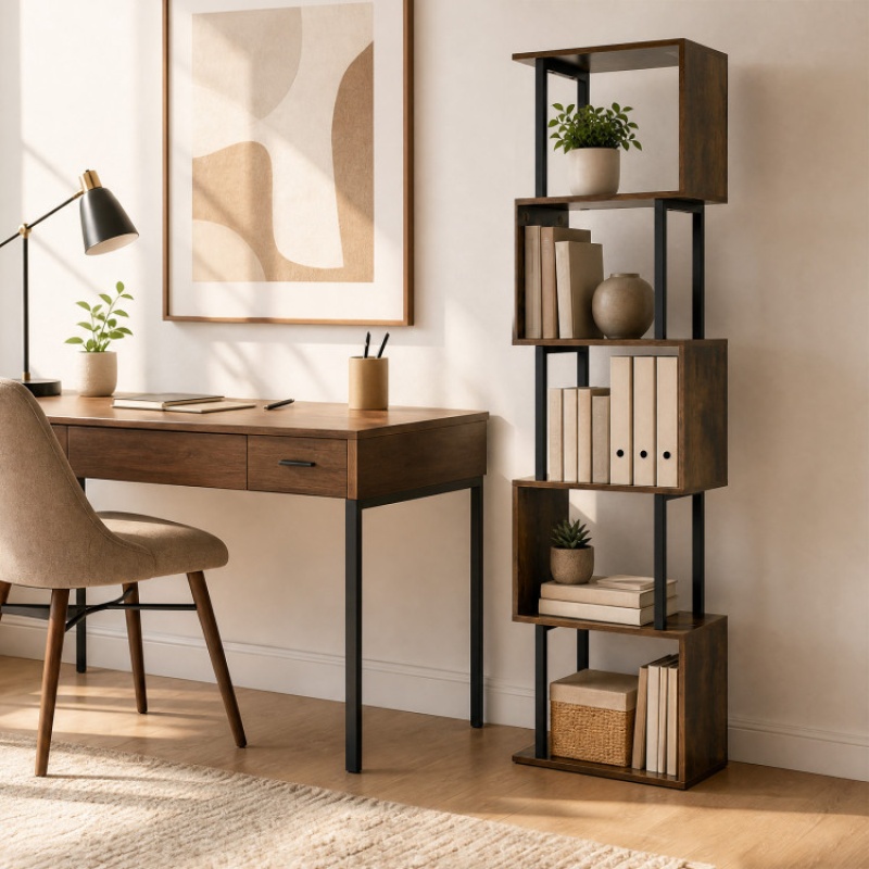 5-Tier S-Shaped Bookshelf