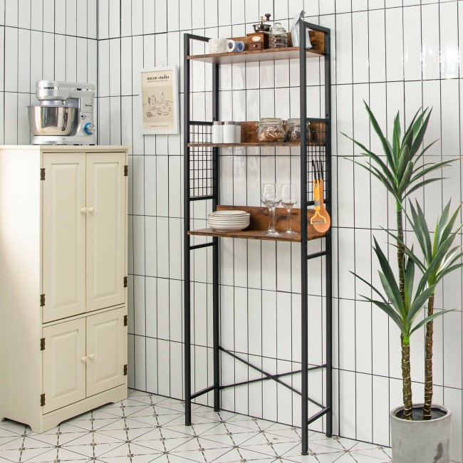 3-Tier Over-The-Toilet Storage Rack With 3 Hooks