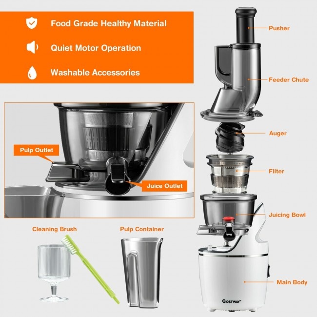Juicer Machines Slow Masticating Juicer Cold Press Extractor With 3" Chute