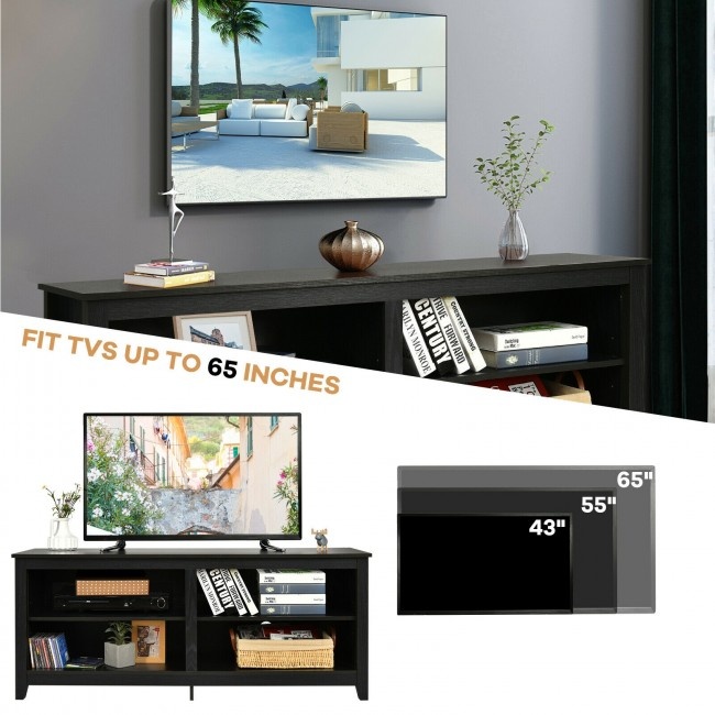 4-Cubby Tv Stand Media Console For Tv's Up To 65 Inch With 3-Position Height Adjustable Shelf