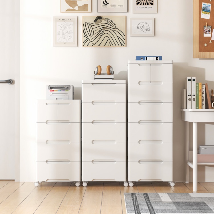 Rolling Storage Cabinet With Universal Wheels and Drawers