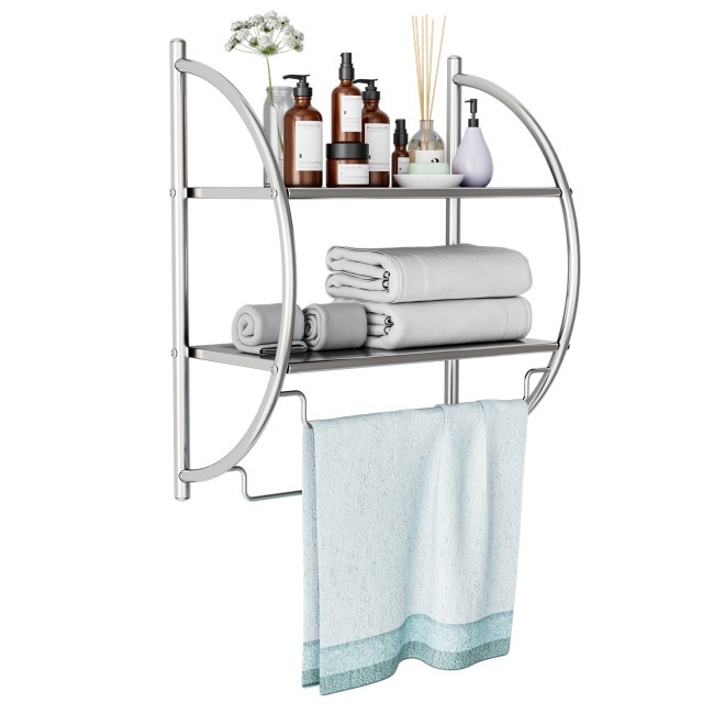 2Tier Wall Mount Shower Organizer Towel Storage Rack