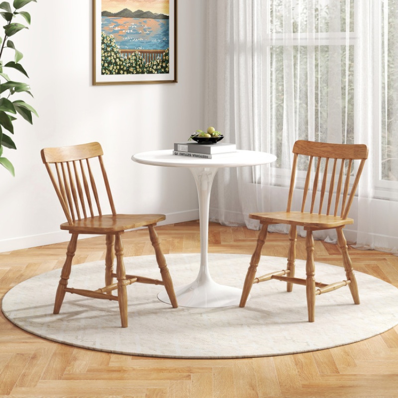 Windsor Dining Chairs Set of 2 With Curved Spindle Back