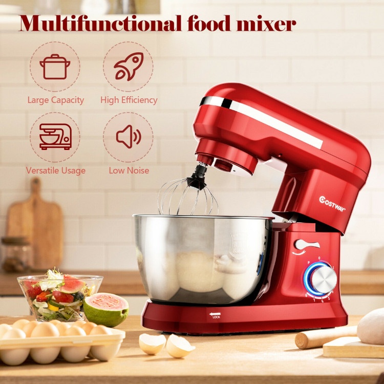 4.8 Qt 8-Speed Electric Food Mixer With Dough Hook Beater